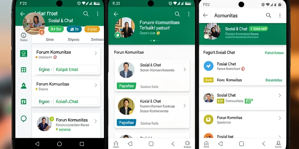 Antarmuka aplikasi F32 menampilkan fitur forum yang menarik.