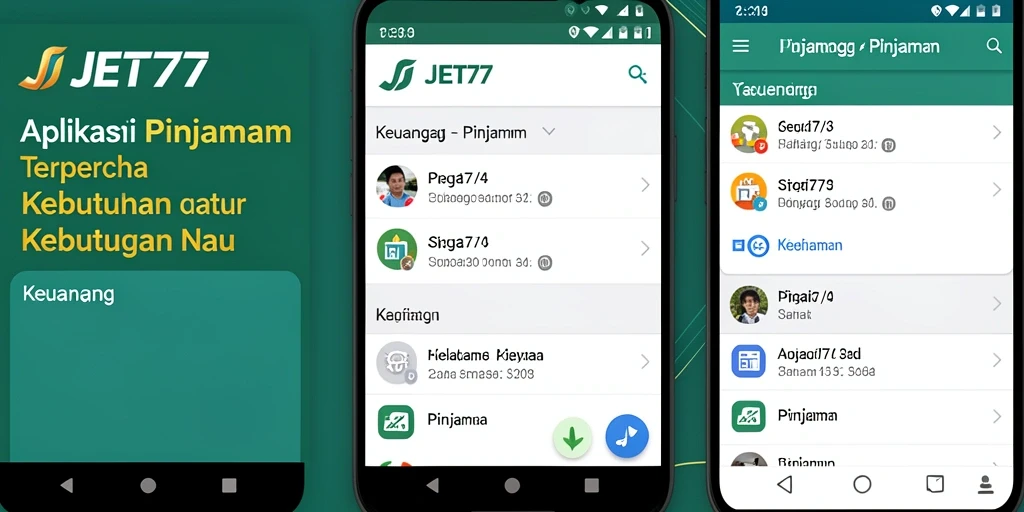 Antarmuka pengguna aplikasi JET77 yang sederhana dan efisien.