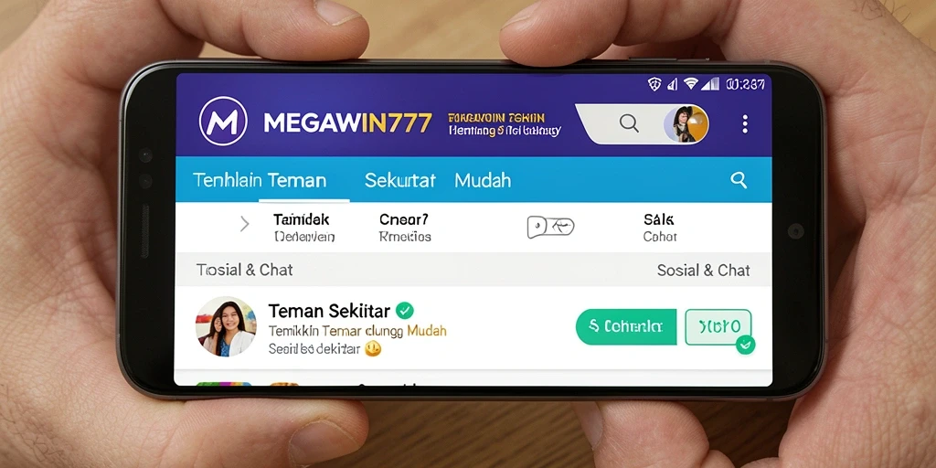 Tampilan antarmuka MEGAWIN777 dengan fitur Teman Sekitar yang menarik.