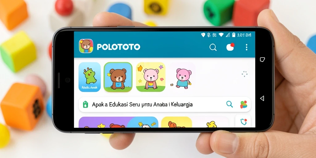 Antarmuka POLOTOTO yang interaktif dan penuh warna untuk anak.