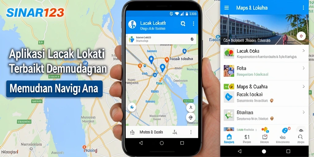 Antarmuka aplikasi <strong>SINAR123</strong> menampilkan peta interaktif dan lokasi pengguna.
