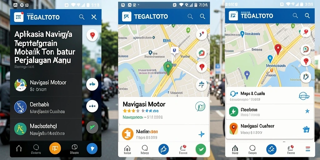 Tampilan antarmuka aplikasi TEGALTOTO untuk navigasi motor yang efisien.