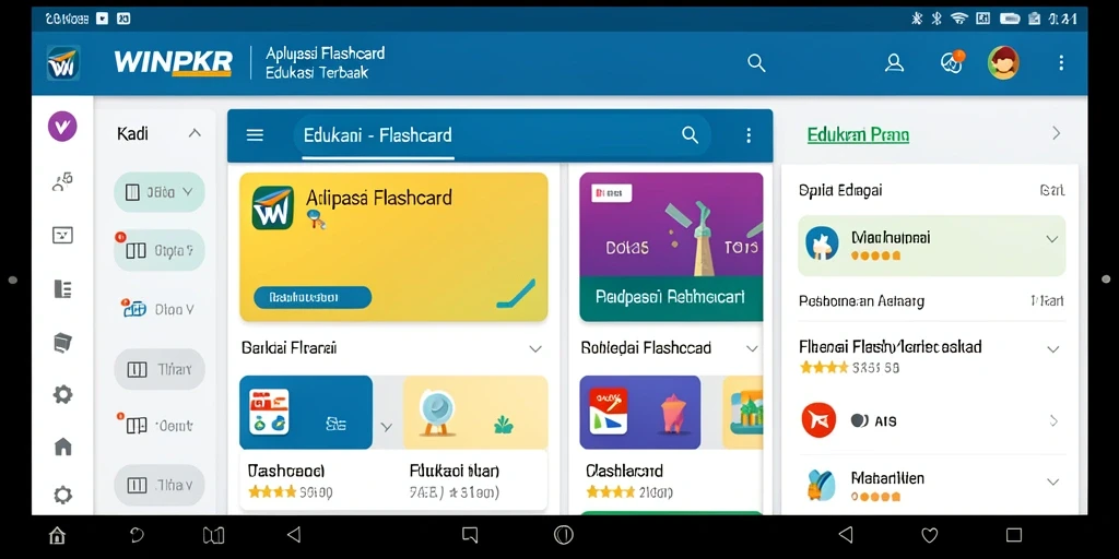 Antarmuka aplikasi WINPKR dengan fungsi flashcard yang interaktif.