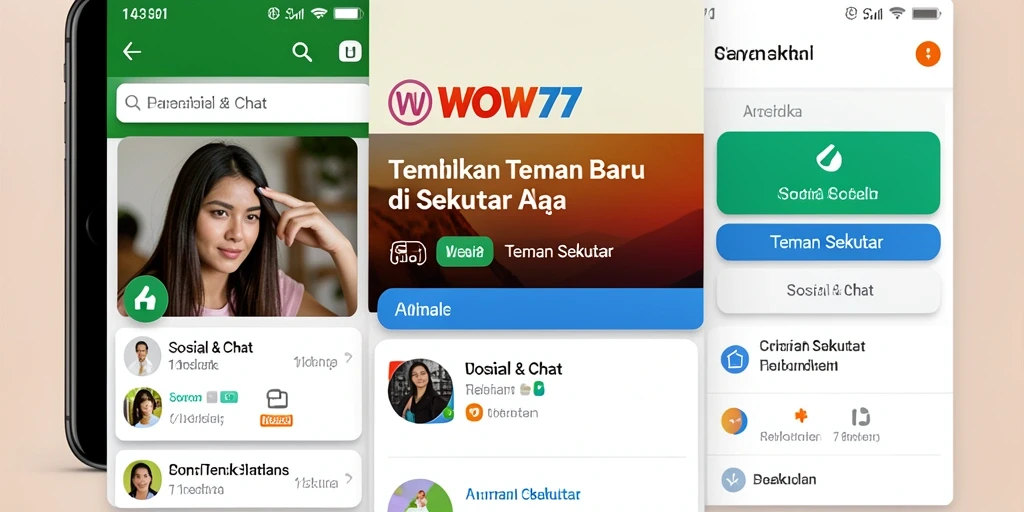 Tampilan antarmuka WOW77 untuk menemukan teman baru.